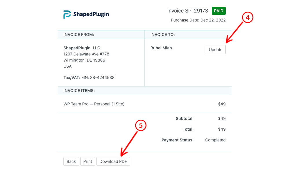 Get Invoice - Shapedplugin Docs