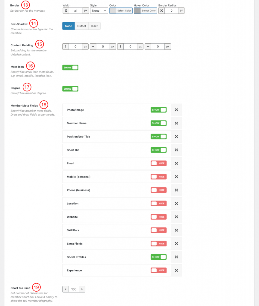 Display Settings - WP Team