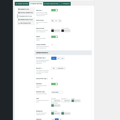 Member Info Styles