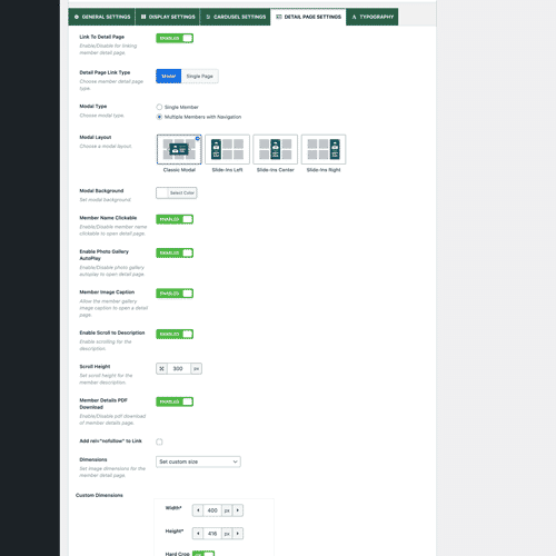 Detail Page Settings